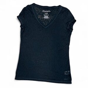 Aeropostale Leopard Print Black V-Neck Women's Top